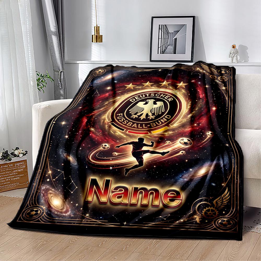 German Football Crest Artwork Personalized Text Blanket Gift Personalized Blanket Comfortable Suitable for Livingroom Sofa Living Room Home Decor