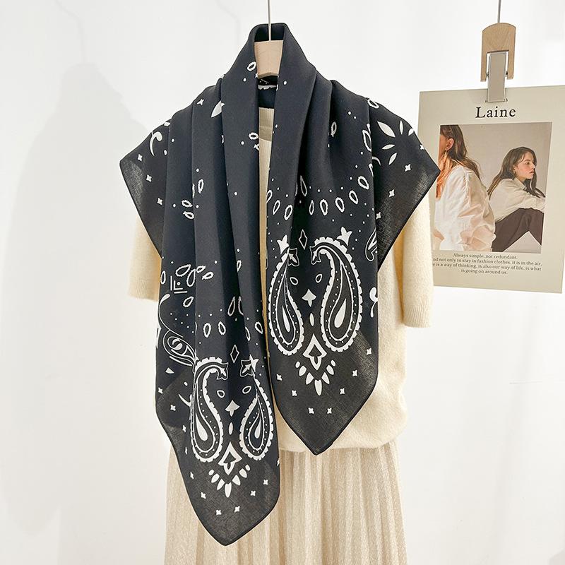 Spring new herringbone print small square scarf cashew flower literary silk scarf decorative scarf paisley print headscarf