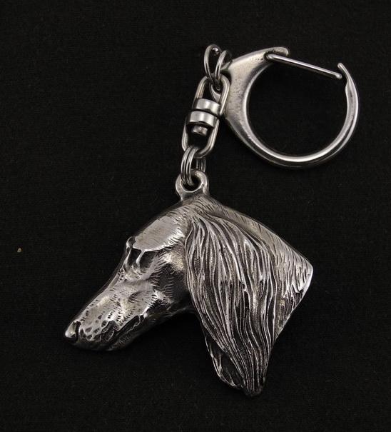 Saluki, Persian Greyhound, Arabian hound - Silver-plated key ring with a dog in a gift box, handbag decoration, backpack pendant by Art-Dog brand