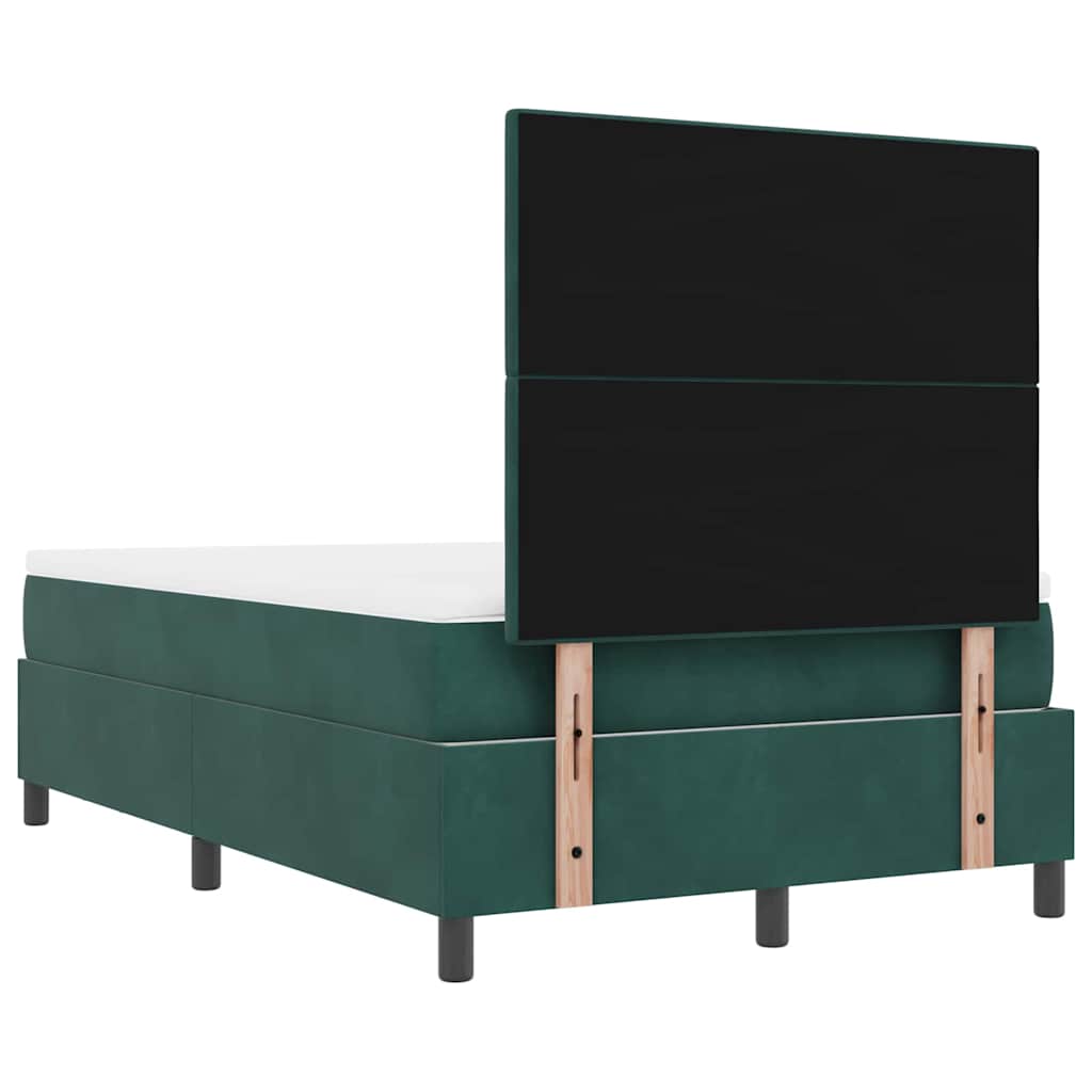 Box Spring Bed with Headboard Dark Green 120 x 200 cm Velvet