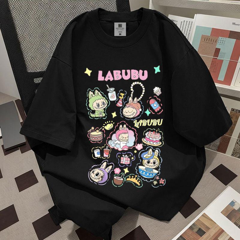LABUBU летняя свободная блузка унисекс с короткими рукавами, модная и трендовая