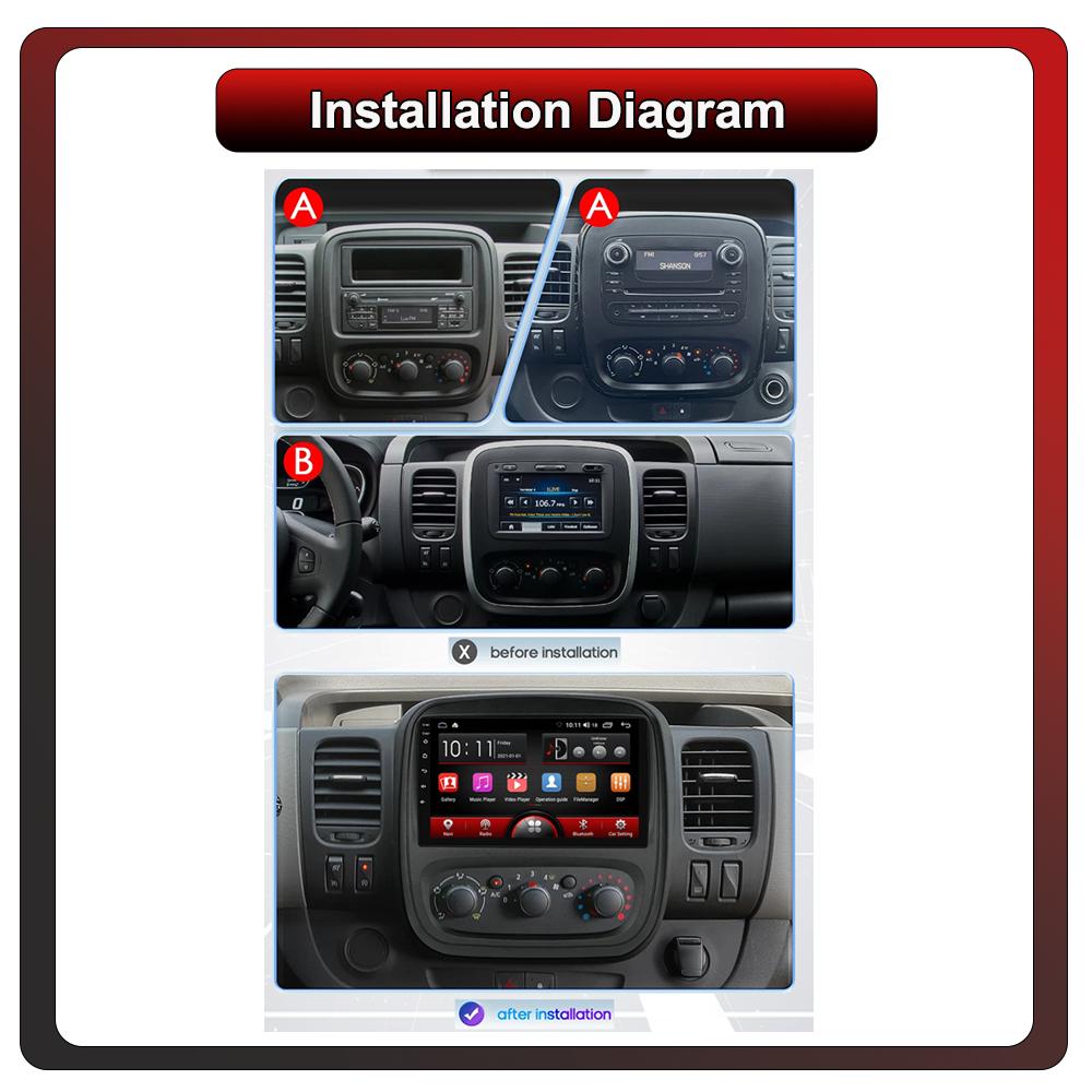 2Din Android Car-Play Car Radio,Renault Trafic 2015-2017,Multimedia Player Head Unit Stereo GPS Navigation BT WIFI,1+16GB