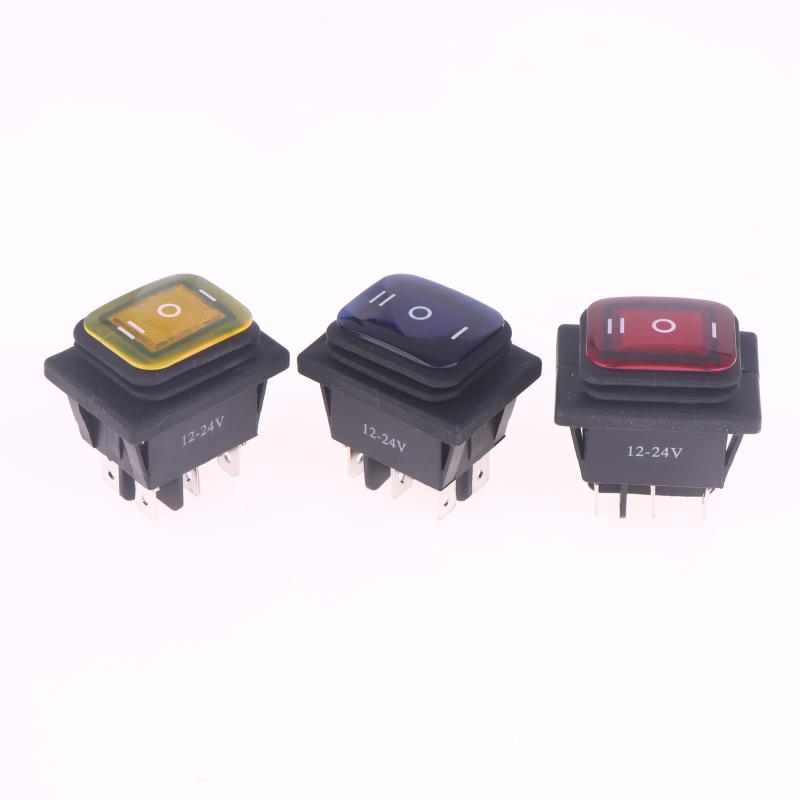 1 шт. T85 6-контактный Вкл Выкл Вкл 12В 220В Красный Зеленый Синий Свет Kcd4 Сверхмощный 16А 250В переменного тока 30X22мм Водонепроницаемый Рокерный Кнопочный Переключатель