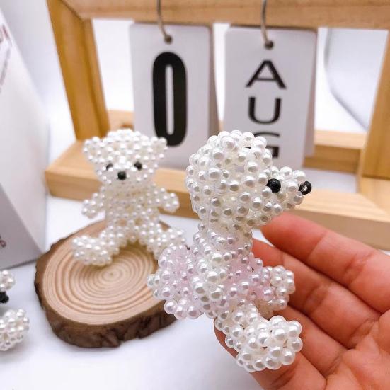 Брелок-подвеска в виде медведя и кролика из искусственного жемчуга, ручной работы, плетеный, легкий шарм, брелок для ключей, аксессуар для рюкзака/сумки