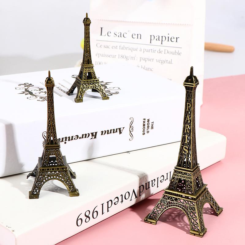 Retro Paris Eiffel Tower Model Home Desk Bronze Metal Statue Figurine Decor