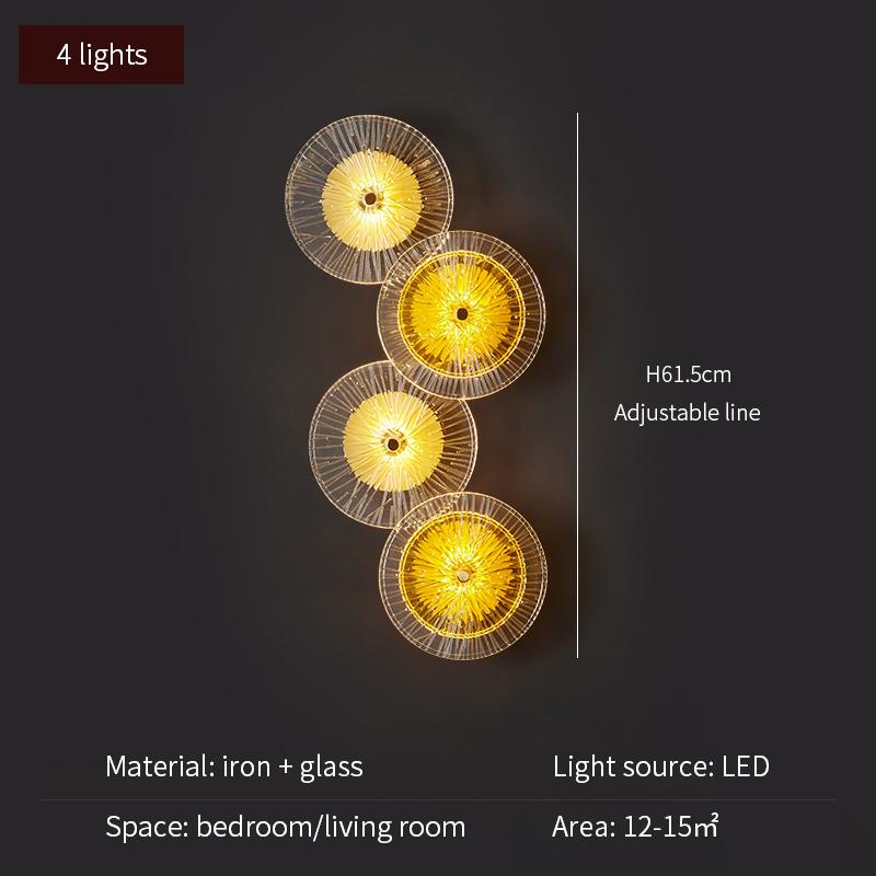 Круглый хрустальный настенный светильник, стеклянная комбинация для гостиной, ТВ, фон, светодиодные фонари, прикроватный коридор, проход