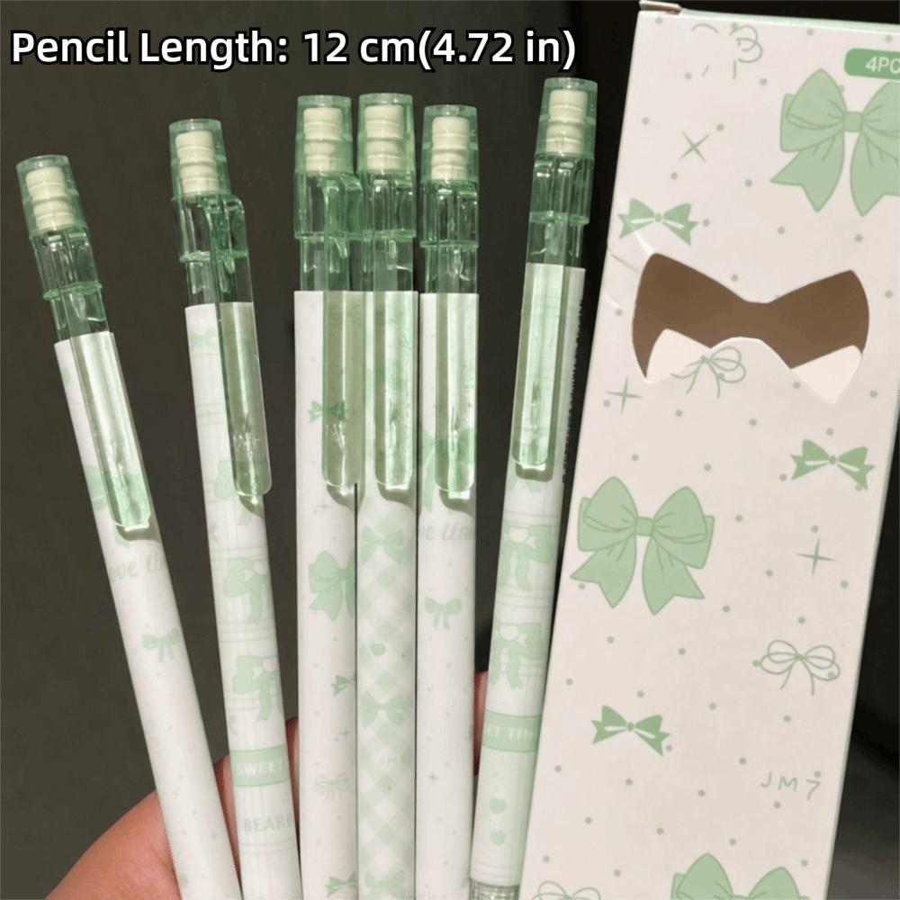 4PCS/Set Bow Series 2B Pencils with Eraser Top Writing Pencils Kawaii Automatic Pencils  Gift