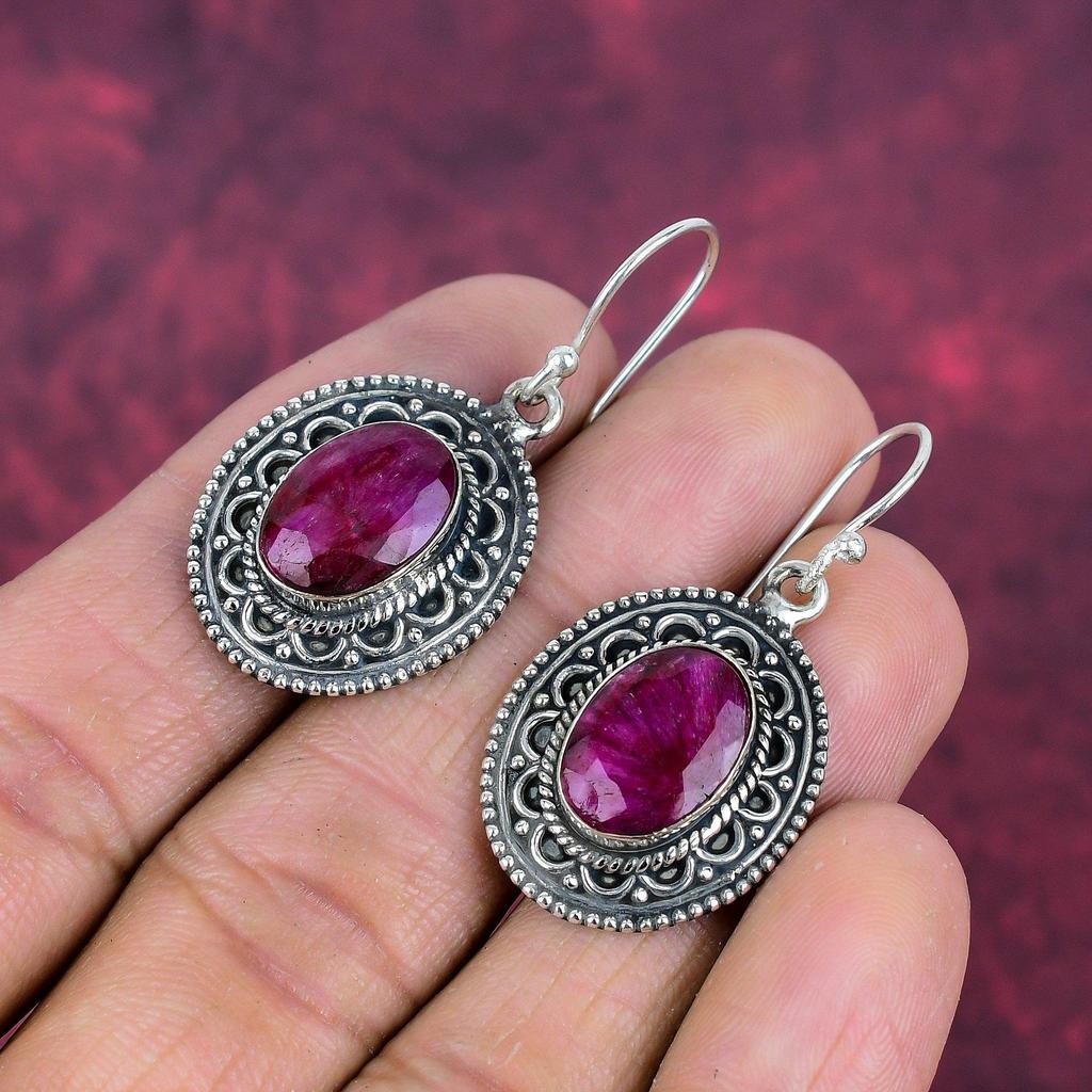 Рубиновые серьги, драгоценные камни, серьги ручной работы из цельного серебра 925 пробы, ювелирные изделия последнего дизайна