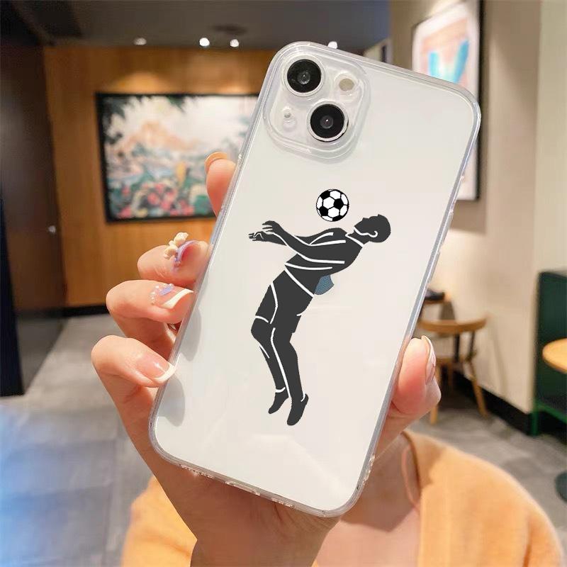Football Player Soccer Art Clear Phone Case For iPhone 14 13 11 12 Pro Max X XR XS 7 8 Plus SE Soft Silicone Cover Coque Funda