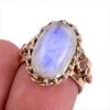 Natural Rainbow Moonstone Gemstone Two Tone 925 Sterling Silver Ring Size 6 Z3D79