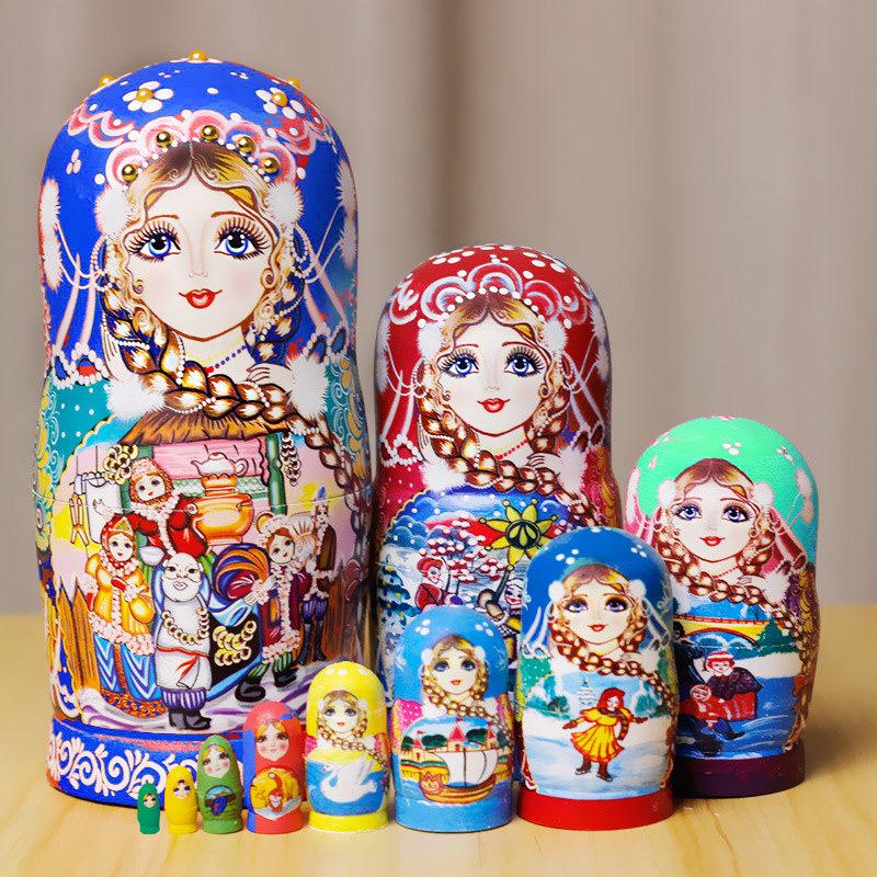 10-слойная русская матрешка - Креативная деревянная игрушка и подарок на день рождения для детей, поделочная фигурка и сувенир из путешествий.