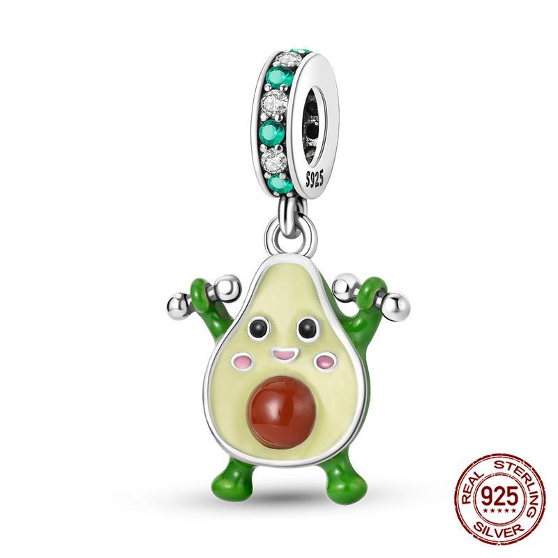 Original Charm Copper Fruit Series Avocado & Cherry Charms Beads Fits 3Mm Original Bracelet Necklace Womens Diy Jewelry Gift