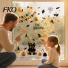 Non-adhesive Glass Stickers 4 Sheets Halloween Electrostatic Stickers, Cartoon Pumpkins Castle Bats Window PVC Waterproof Static Clings for