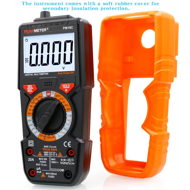 PEAKMETER PM18C Мультиметр для электрика, Высокоточный цифровой интеллектуальный анти-выгорание бытовой мультиметр