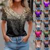 Women's Casual Blouse Fashion Skew Collar Print Short Sleeve Shirt Tops