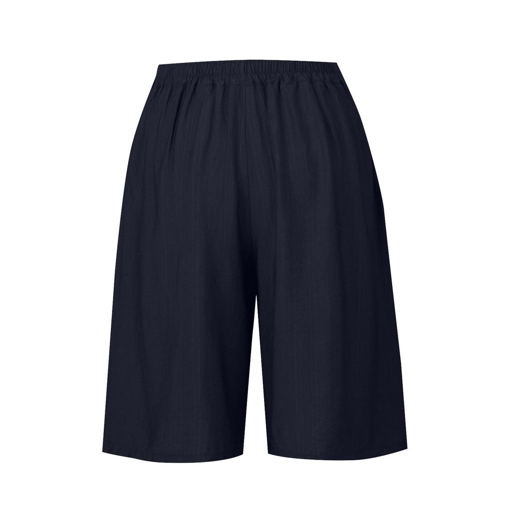 Женские свободные повседневные однотонные капри с эластичной резинкой на талии и широкими штанинами