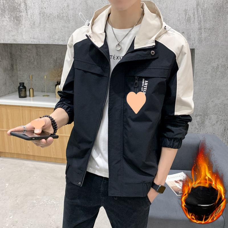 Мужская весна и осень новый тренд свободная универсальная куртка с капюшоном повседневная одежда