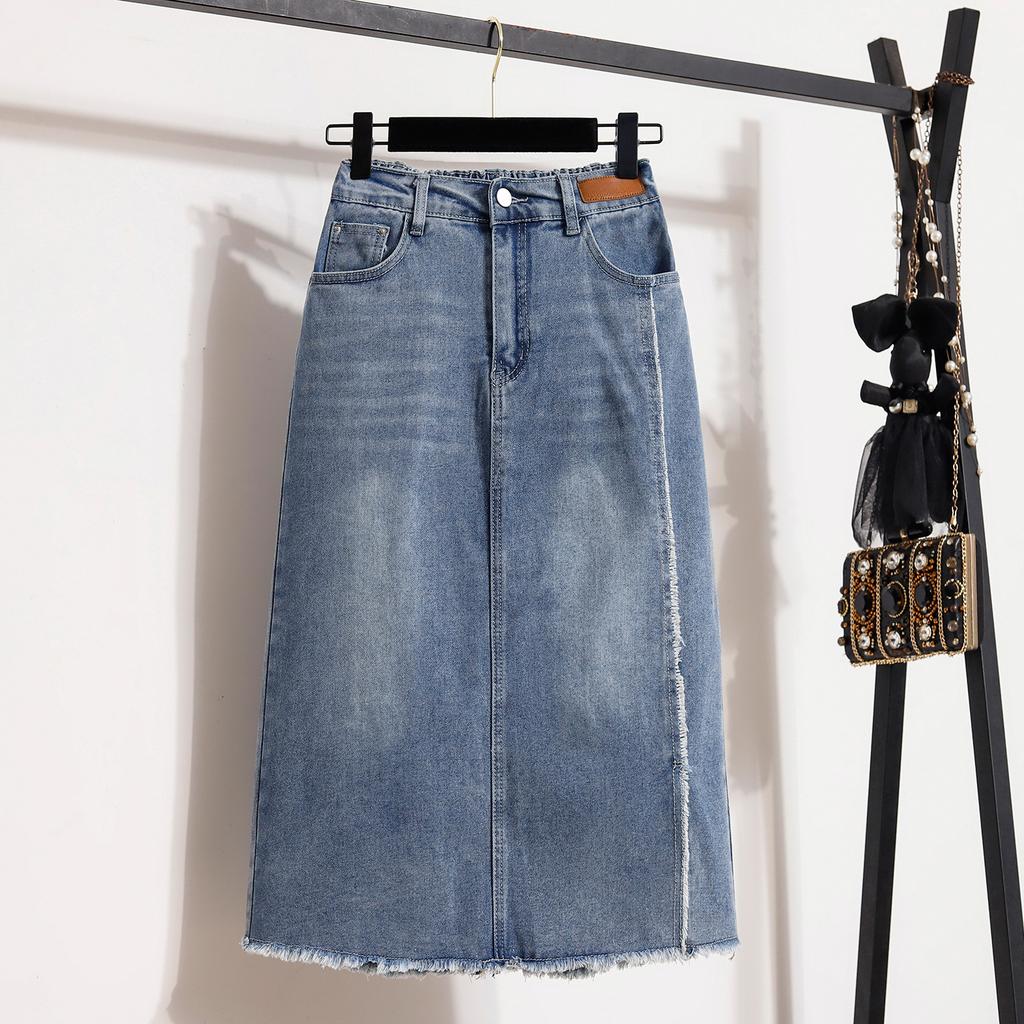 Dimanaf 2025 Plus Size New Spring Denim Skirts Women A-Line Clothing Fashion Loose Jeans Skirt High Waist Vintage