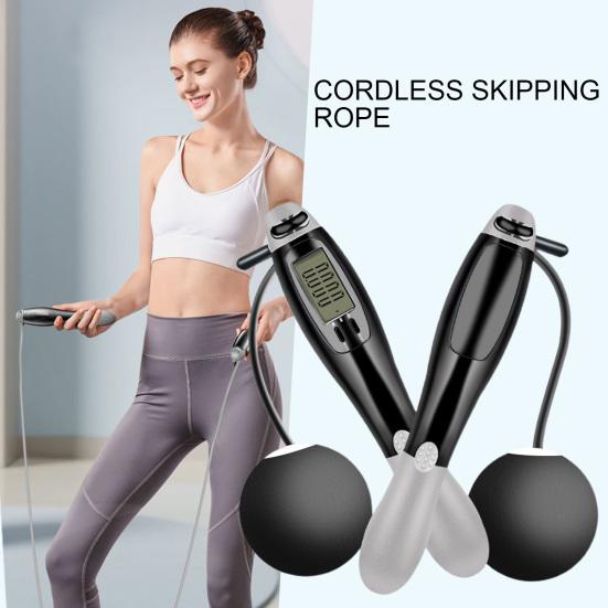 1 Pair Big Ball Jump Rope LCD Screen Four Modes Non-Slip Handle Exercise Fitness Equipment Free Adjustable Smart