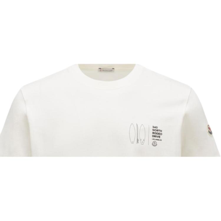 Moncler Printed Pattern Crew Neck Pullover Short Sleeve T-Shirt Men Tops White J10918C0004389AJS034