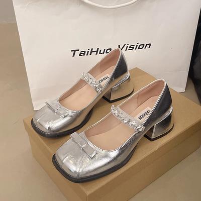 Модные Горячие Летние Туфли Женские 2025 Женские Квадратный Носок Женская Обувь Новые Модисы На Каблуках Лодочки Высокие Туфли Мэри Джейн Женщина