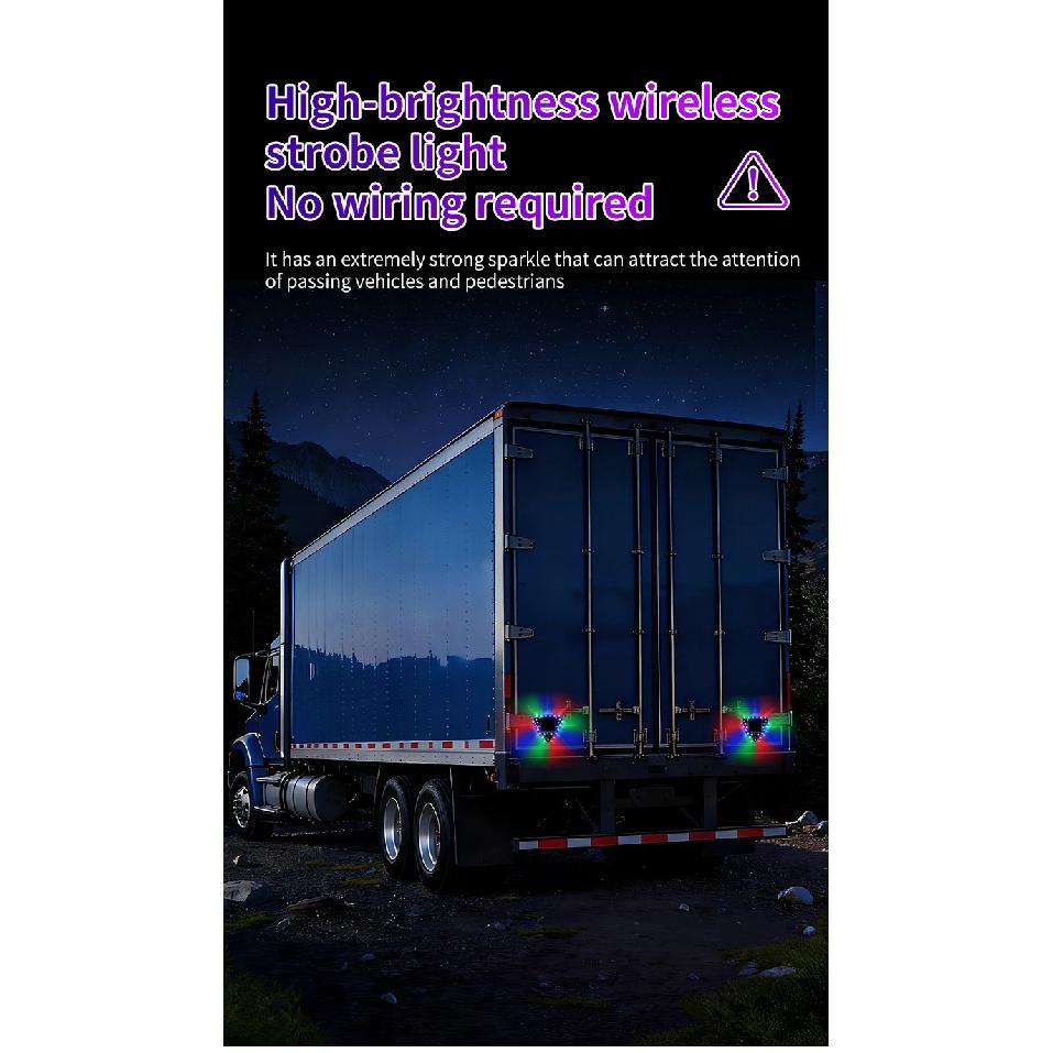Truck rear end collision prevention solar warning flashing light car LED taillights wiring free display motorcycle warning light