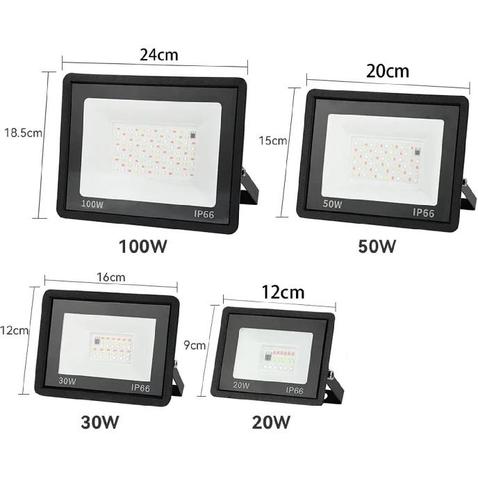 LED RGB Floodlight Reflector Outdoor Lighting AC 220 20W 30W 50W 100W IP66 Waterproof Outdoor RGB Spotlight Landscape Lighting for