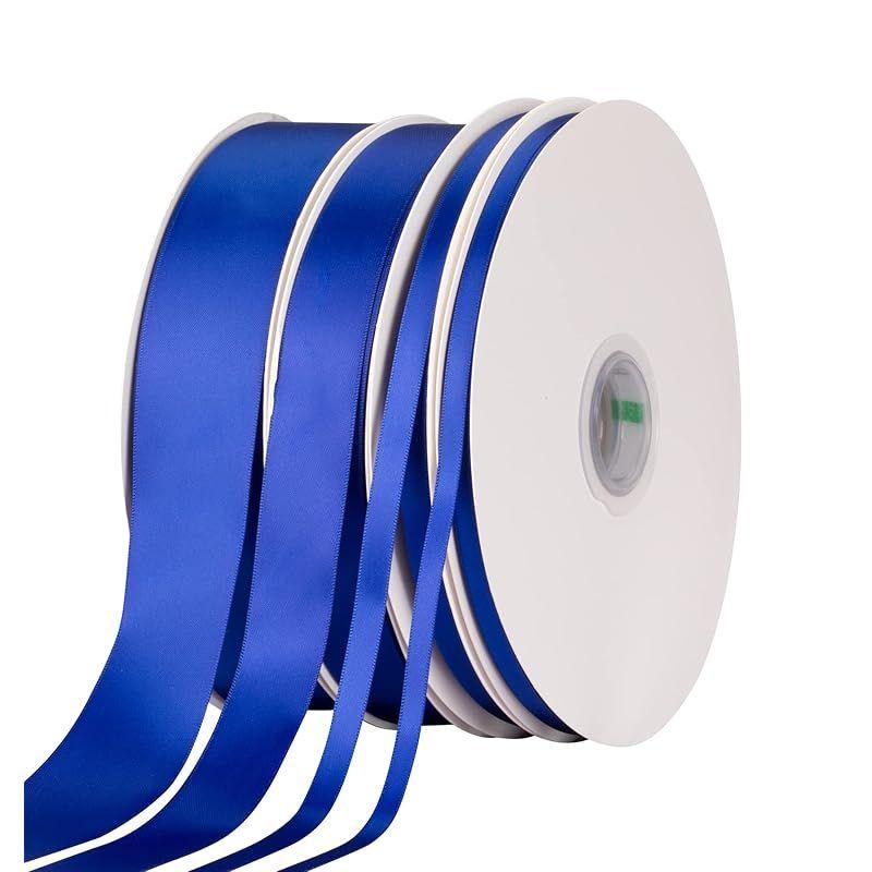 Used [New] [TEKDEERE] Double-sided satin ribbon Width 38mm Length 91M DIY hair ornament decoration material bouquet gift wrapping - Cobalt 0