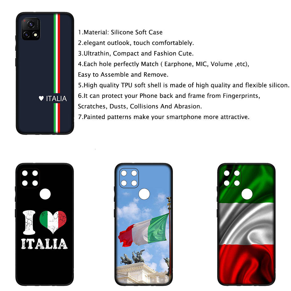 Cover for iPhone 16 15 Xiaomi Redmi Note 14 13 12 11 Pro Max X 8 16e Samsung Galaxy S25 S24 S23 Moto OPPO Huawei Italy Italia National Flag Phone Case