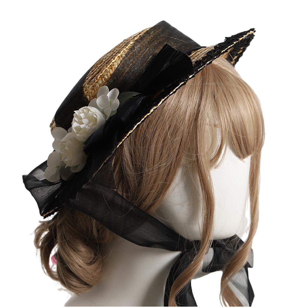 Delicate Flower Flat Hat Women Straw Bonnet Vacation Beach Hat Sweet Foldable Travel Bonnet Hat Sunscreens Sunproof Hat