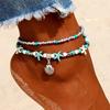 2024 Bohemian Multi-layer Starfish Beads Anklets for Women Vintage Shell Chain Anklet Beach Jewelry