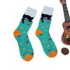 1 Pair Men's Trendy Cartoon Cat Fish Pattern Mid-calf Socks, Breathable Comfy Casual Unisex Socks Suit In All Seasons