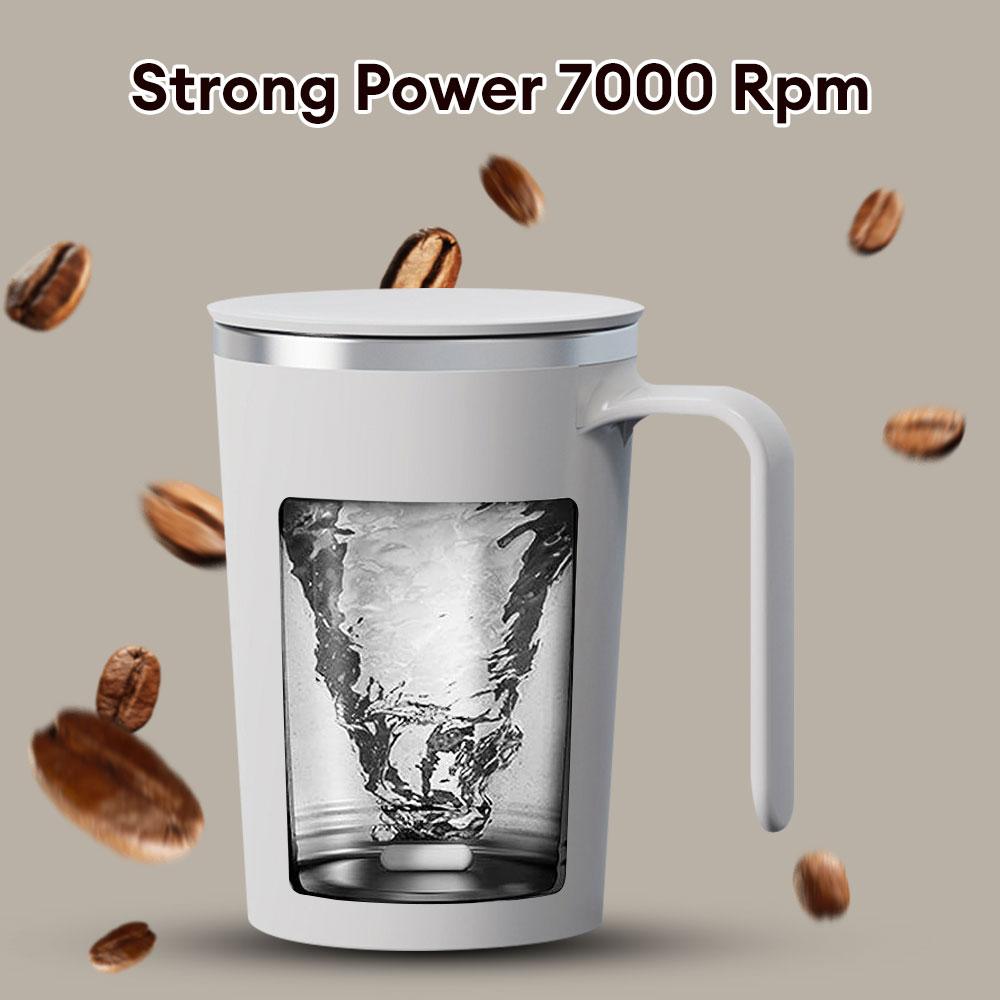 Electric Mixing Cup Stainless Steel Stirring Coffee Cup w/Handle Portable Water Cup Insulated Tumbler Heat-resistant Mug