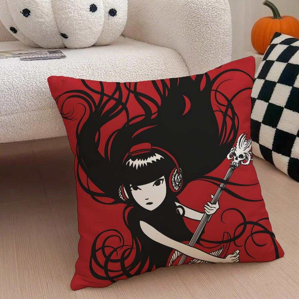 Mysterious Cool Comic EEmily The Strange Cushion Cover Throw Pillow Cover Hidden Button Durable Polyester Chair Cushion