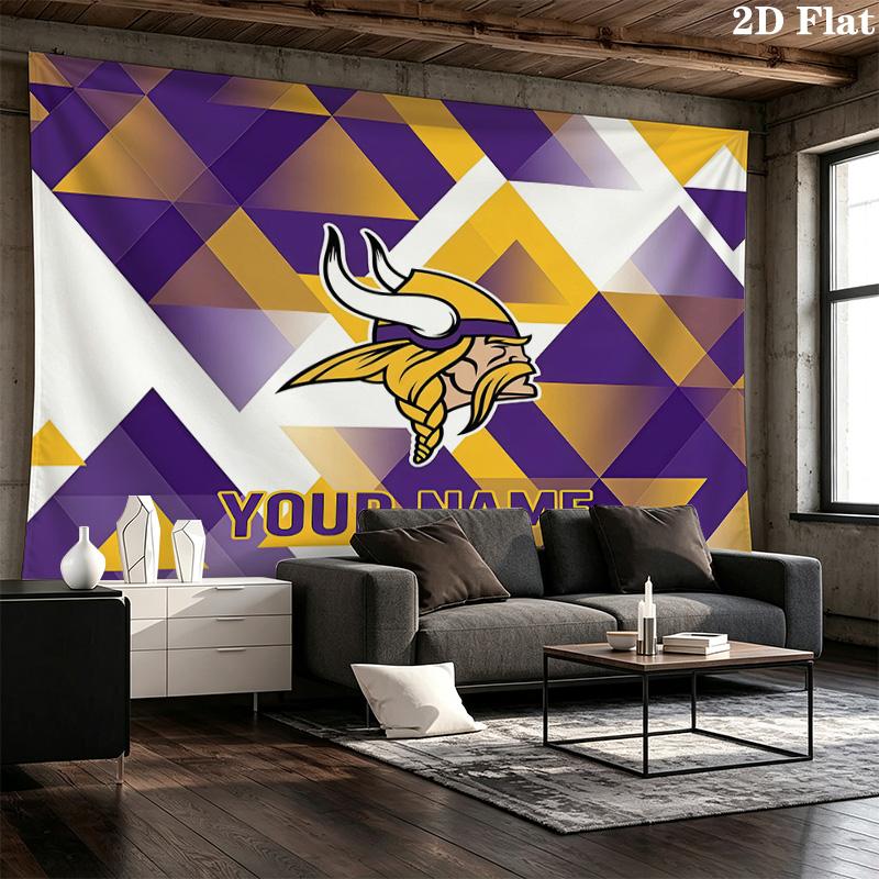 Custom Name Minnesota VikingsPrinted Tapestry – Wall Hanging for Bedrooms, Dorms, and Home Decor