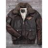 Chinese Size Vintage Genuine Cowhide Men Leather Jacket Flight Jackets Man Winter Coat Warm Natural Fur Collar