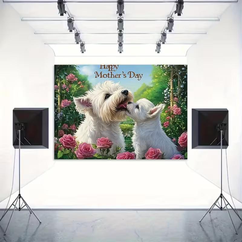 Floral West Highland White Terrier 2D Photography Background for Mother's Day
