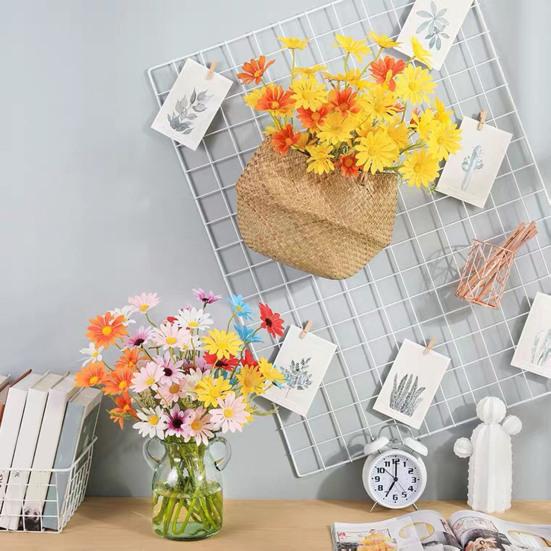 Искусственные цветы Букет хризантем 2 или 5 стеблей 21 дюйм Реалистичный шелк пластик Симуляция Дизайн Устойчивый к УФ Выцветанию Поддельные цветы Дом