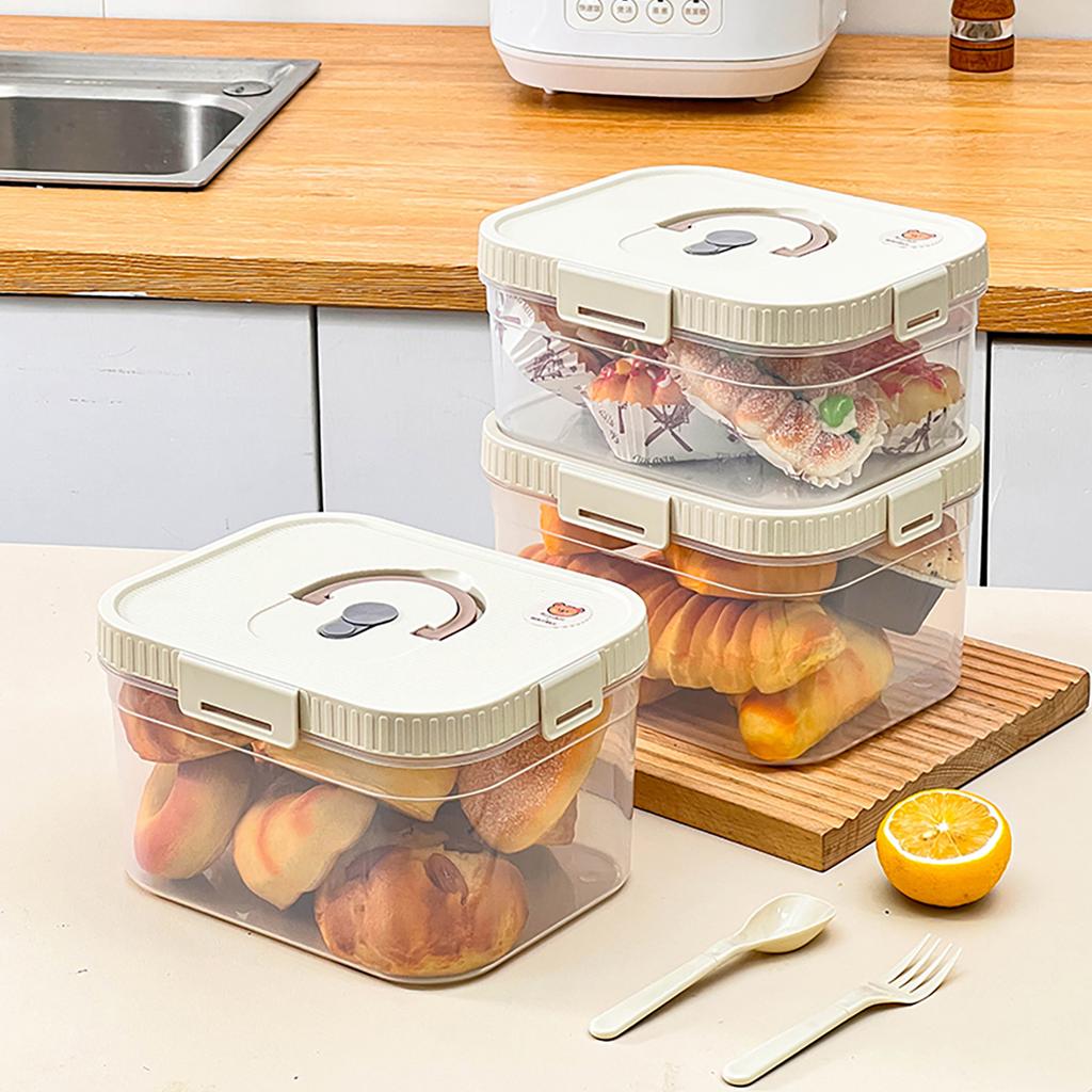 Refrigerator Food Preservation Box Clear Bread Box With Handle&Lid Moisture Proof Airtight Bread Food Container For Kitchen