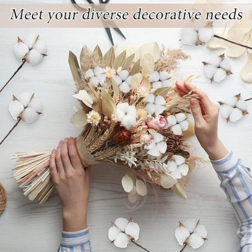 20 шт. хлопковых стеблей, натуральные хлопковые цветы, сушеные хлопковые палочки, ветка для вышивки, наполнитель для фермерского дома, мебель, свадебное украшение для дома своими руками