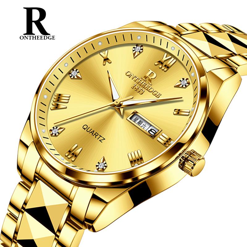 Мужские кварцевые водонепроницаемые светящиеся наручные часы с браслетом из стали, лидер продаж