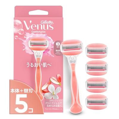 Gillette Venus VENUS Бритва для женщин с ароматом белого чая для увлажнения кожи тела, сменные лезвия 5 штук, комфортное скольжение
