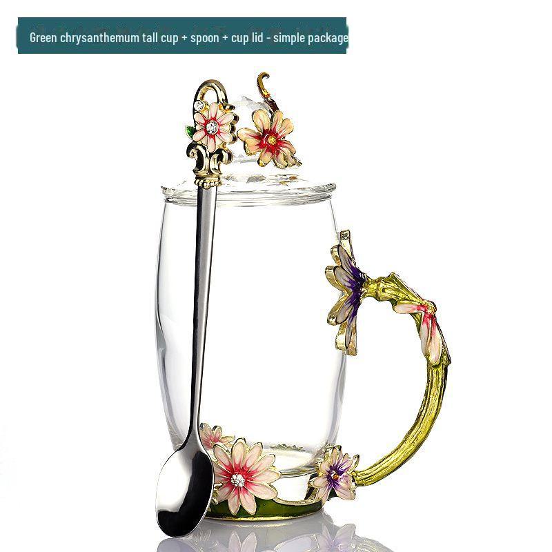 Чайная чашка из термостойкого хрустального стекла с эмалью Daisy — идеальный подарок на день рождения или праздник