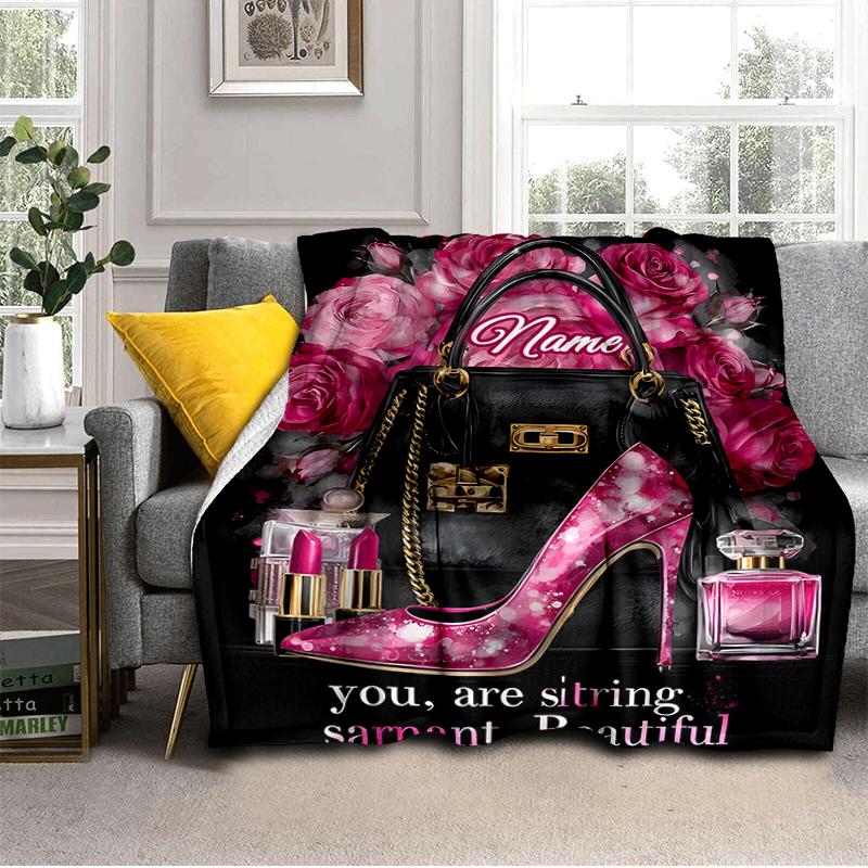 1PC Custom Name Elegant Fashion Accessories outdooor Flannel blankets Throw Blanket All-Season Throw Gift Bedspread for Couch, Bed, Camping Holiday Bi