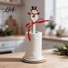 Rustic Wooden Paper Holder Christmas Towel Holder, 2D Roll Dispenser with Snowman Holiday Dining Table Decor Santa Patterns, Decorative Tissue