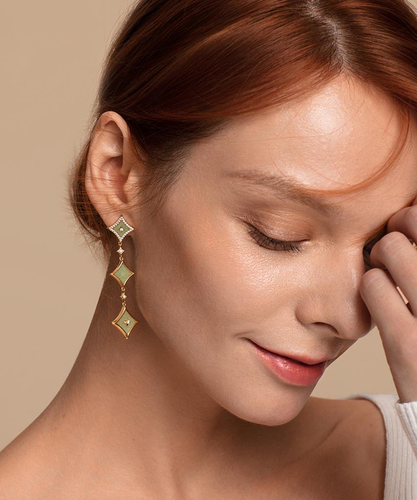 Lola Rose Starry Aventurine Chain Drop Silver Earrings