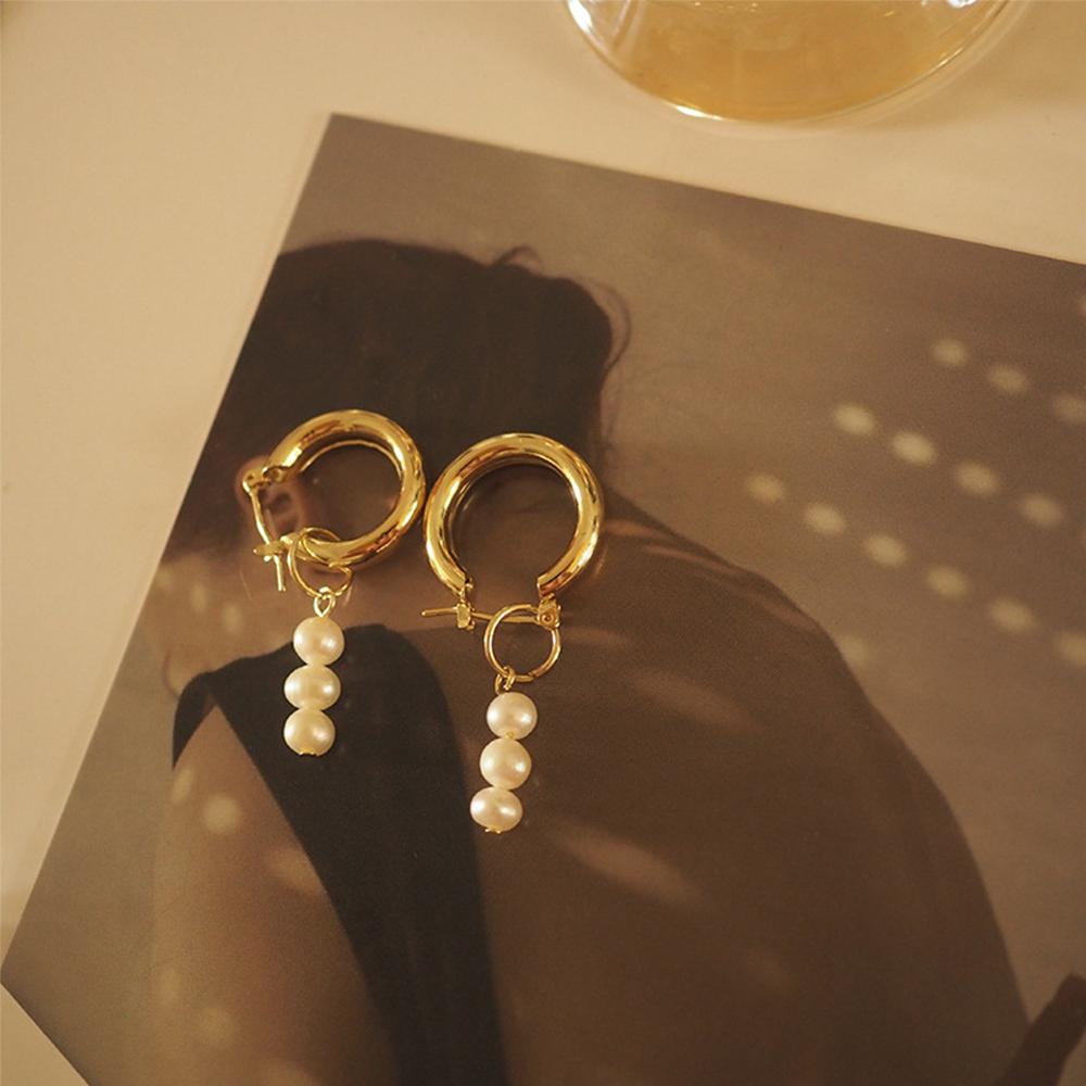 Модные женские серьги-шармы винтажные элегантные из пресноводного жемчуга модная бижутерия серьги-кольца