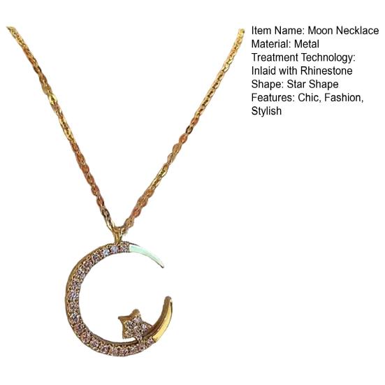 Ожерелье с полумесяцем и звездой, кубический цирконий, подвеска в виде звезды и луны, ювелирный подарок