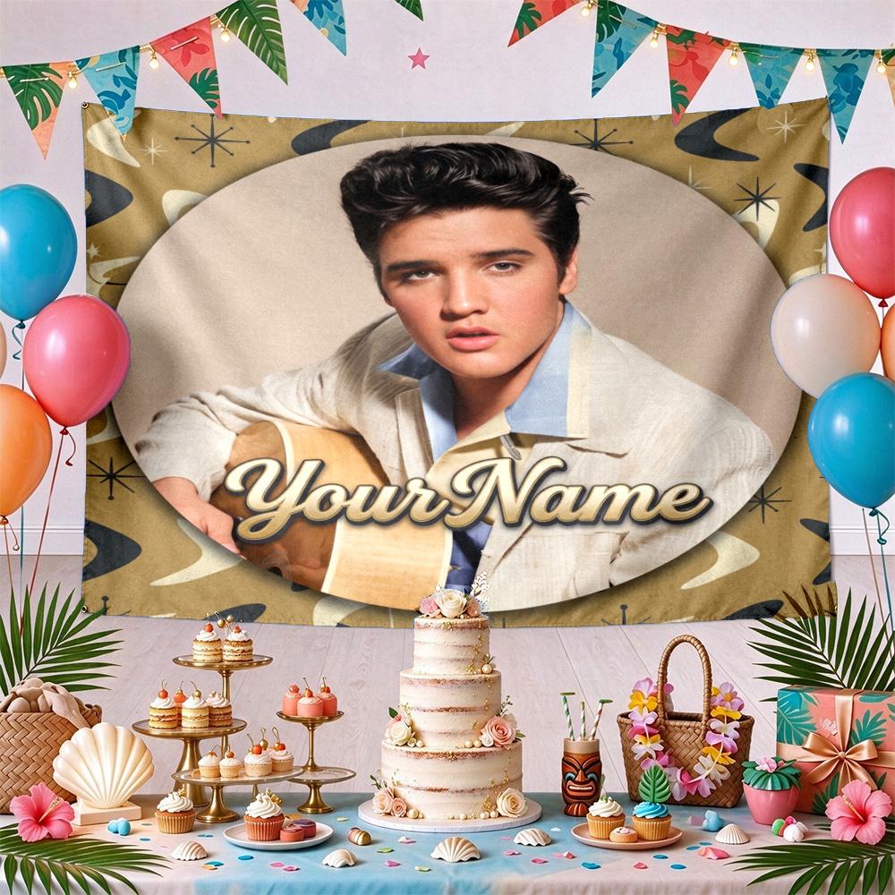 Elvis Custom Your Name Wall Decor Tapestry Art For Pet Memorial Birthday Wedding Party Backdrop Family Gift