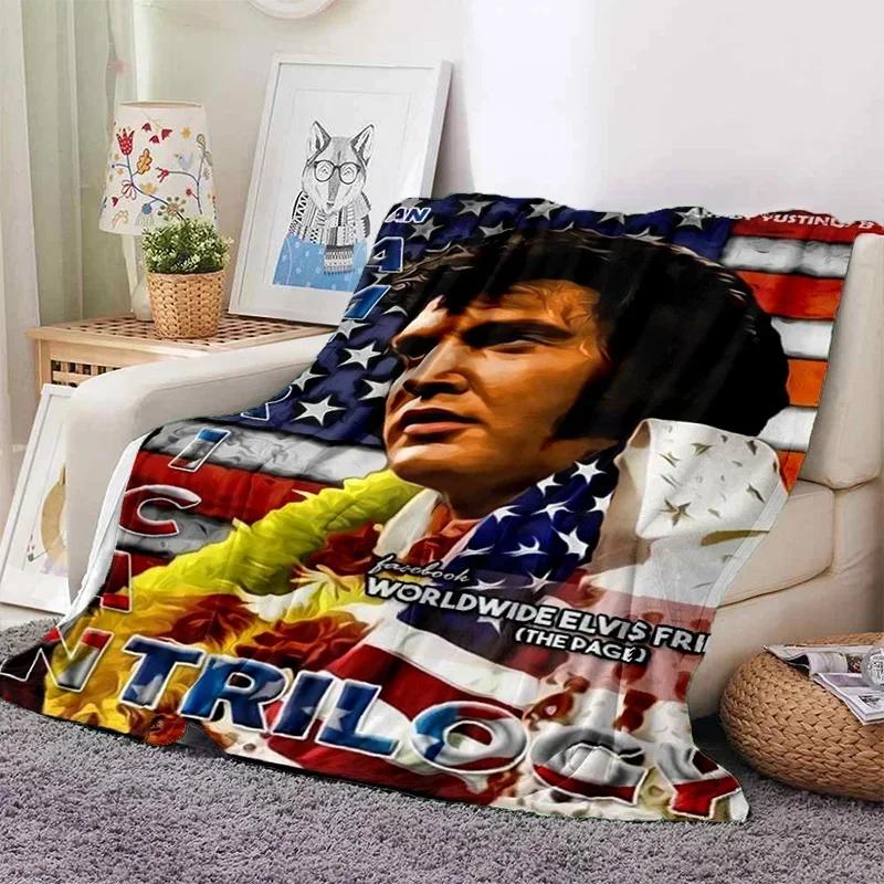 E-Elvis Presley Throw Blanket Soft Flannel Thin for Bed Sofa Cover Bedspread Home Deco Picnic Cooling Blankets for Beds Gift